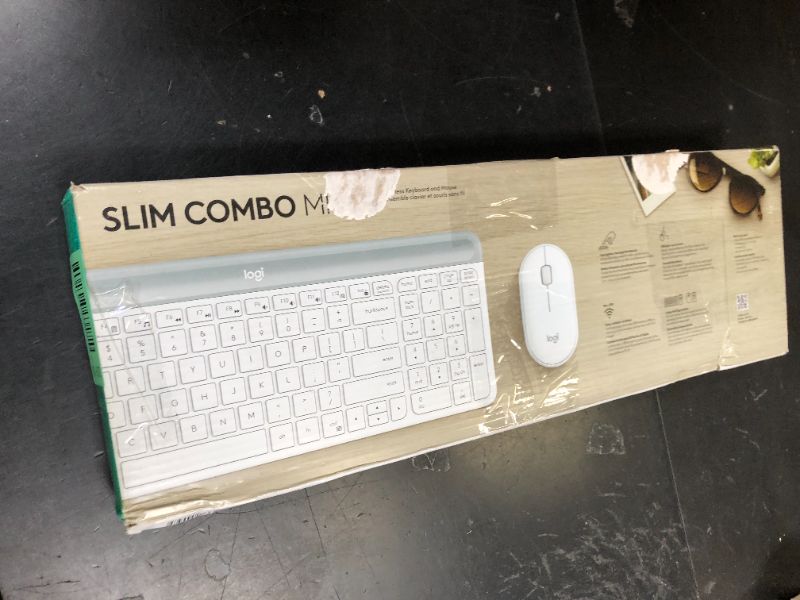 Photo 1 of Logitech MK470 Slim Wireless Keyboard and Mouse Combo - Modern Compact Layout, Ultra Quiet, 2.4 GHz USB Receiver, Plug n' Play Connectivity, Compatible with Windows - Off White