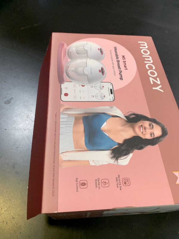 Photo 1 of Momcozy M5 Smart APP Controlled Wearable Breast Pump, Hands-Free Wireless Electric Pump, 3 Modes 9 Suction Levels, BPA-Free, Portable Lightweight, 24mm Flange, 2-Pack Cozy Red