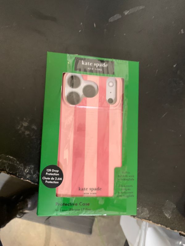 Photo 1 of kate spade new york iPhone 17 Pro Case - Compatible with MagSafe - Designer Phone Case - Stripe Rose Coral