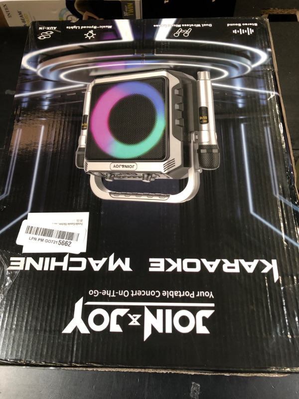 Photo 1 of Portable Karaoke Machine, with Wireless Microphones, Bluetooth Party Speaker with LED Lights, Loud Subwoofer, USB/AUX, Outdoor Karaoke Speaker for Adults & Kids, Home & Party