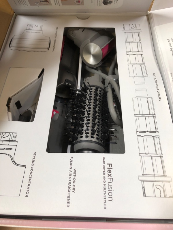 Photo 1 of Shark Flex Fusion Hair Straightener & Powerful Hair Dryer with Fusion Hair Brush, Air Styler with Auto-Wrap Hair Curlers, Concentrator, & Frizz Fighter, Metallic Mist, HD651S