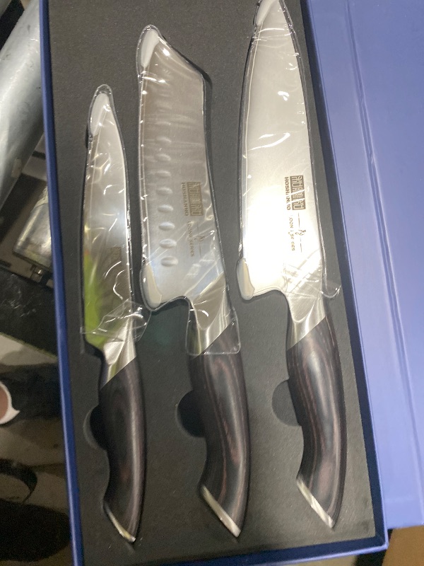 Photo 1 of HOSHANHO 3 Pieces Knife Set, Professional Japanese High Carbon Stainless Steel Kitchen Knife Set, Ultra Sharp Chef Knives Sets with Ergonomic Pakkawood Handle