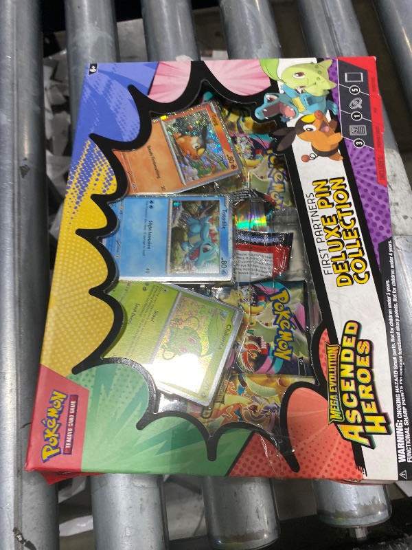 Photo 1 of (fake cards) Pokémon TCG: Mega Evolution—Ascended Heroes First Partners Deluxe Pin Collection (3 Foil Promo Cards, 1 Deluxe Pin & 5 Booster Packs