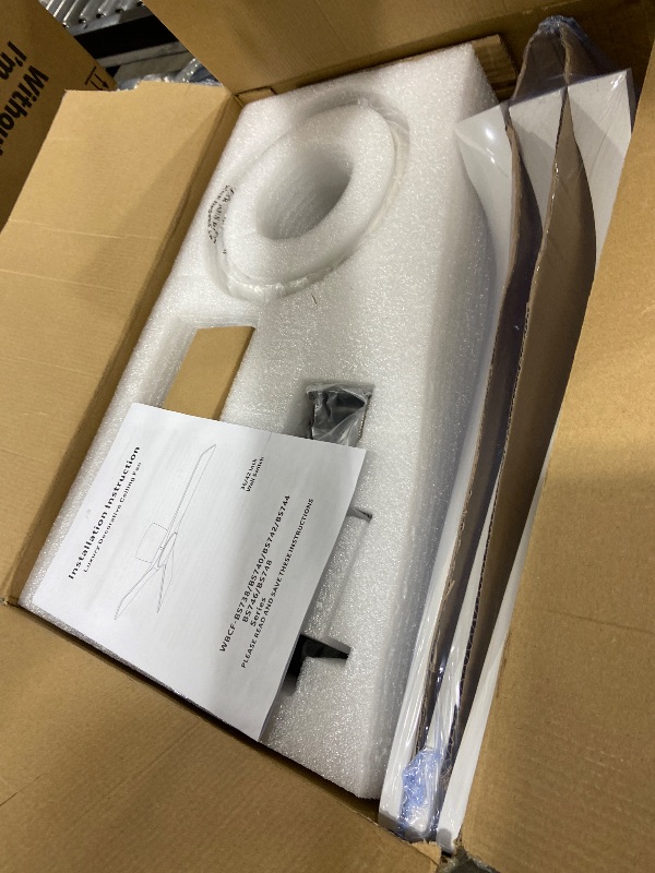 Photo 1 of WINGBO 36 Inch Ceiling Fan without Light, 6 Speed Remote Control, Low Profile Flush Mount Modern Ceiling Fan No Light, Quiet Reversible DC Motor, White Wood Blades, for Bedroom, Kitchen