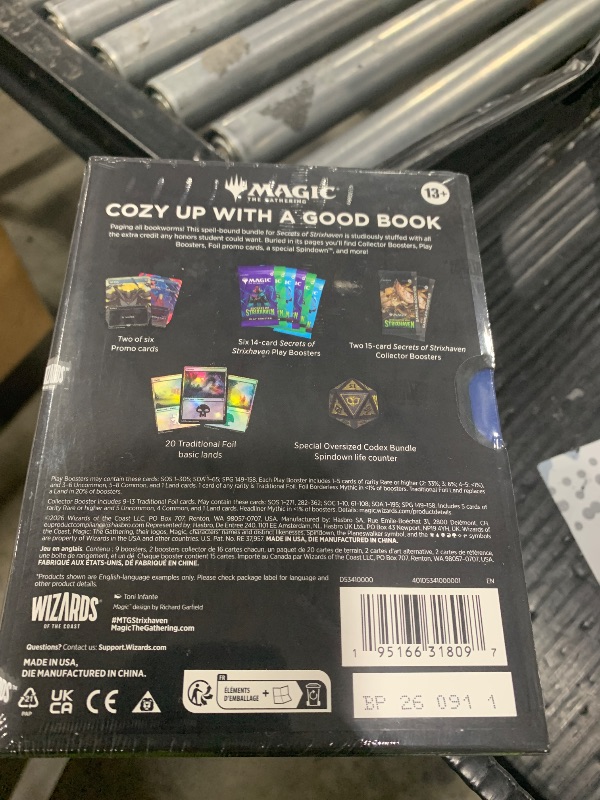 Photo 1 of Magic: The Gathering Secrets of Strixhaven - Codex Bundle (2 Collector Boosters, 6 Play Boosters, 2 Foil Promo Cards, 20 Foil Lands, 1 Spindown)