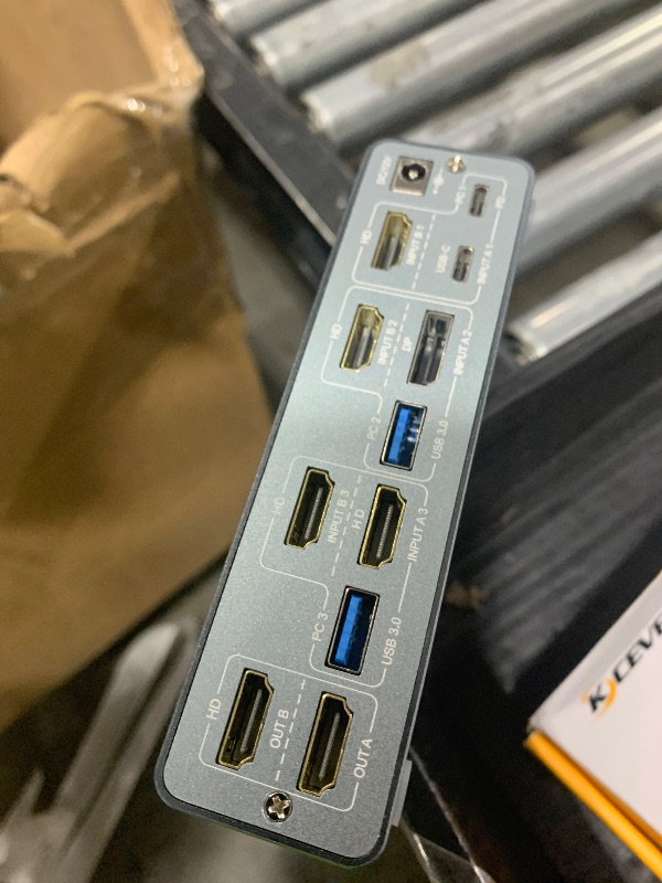 Photo 1 of KCEVE KVM Switch 2 Monitors 3 Computers USB C HDMI DP, EDID, USB 3.0 KVM Switch Dual Monitor HDMI for 1 Laptops 2 Desktop, 73W PD, 4K@60Hz, Aluminum, Wired Remote(4K USB C HD DP 3 in 2 Out KVM)