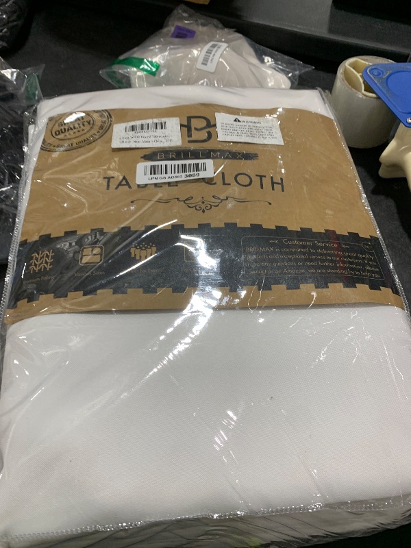 Photo 1 of BRILLMAX 6 Pack White Round Tablecloths 108 Inch for 48” Tables - 150 GSM Polyester Fabric, Floor Length Drop, Water, Stain & Wrinkle Resistant Cloth Cover for Wedding Reception Banquet Dining