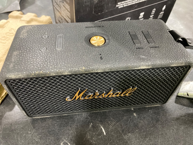 Photo 1 of Marshall Middleton II Portable Bluetooth Speaker - Rugged Waterproof/Dust-Proof Design | Loud Stereo Sound, Deep Bass | Compact and Wireless for Travel and Outdoors - Black and Brass