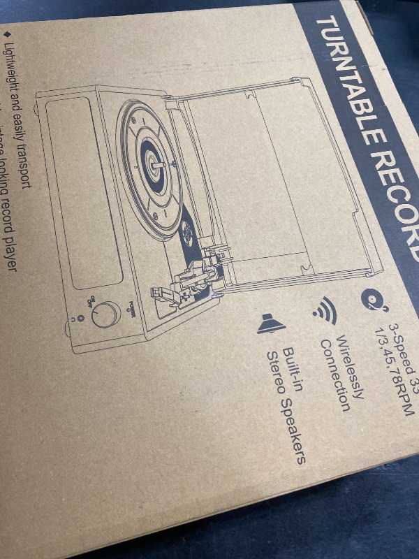Photo 1 of Vinyl Record Player with Speakers Vintage Turntable for Vinyls Records Belt-Driven Turn Table Support 3-Speed, Wireless Playback, Headphone, AUX-in, RCA Line LP Phonograph for Sound Enjoyment Black