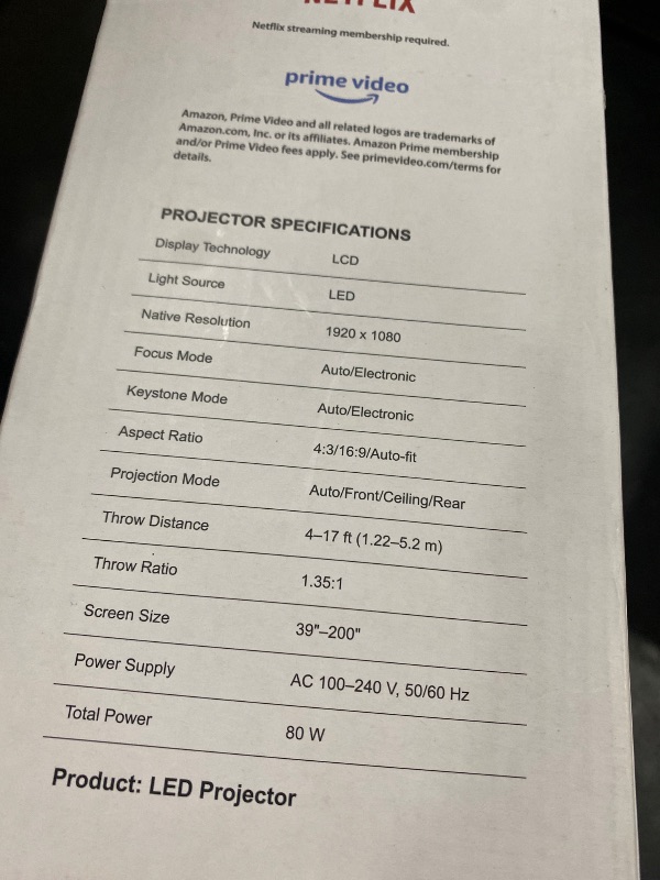 Photo 1 of [2000 ANSI/Auto Focus & Keystone/Built-in APP] 4K Outdoor Projector with Wifi and Bluetooth, Smart Portable Projector with Built in Apps YouTube/PrimeVideo & Dolby, Home Theater Projector with HDR10+