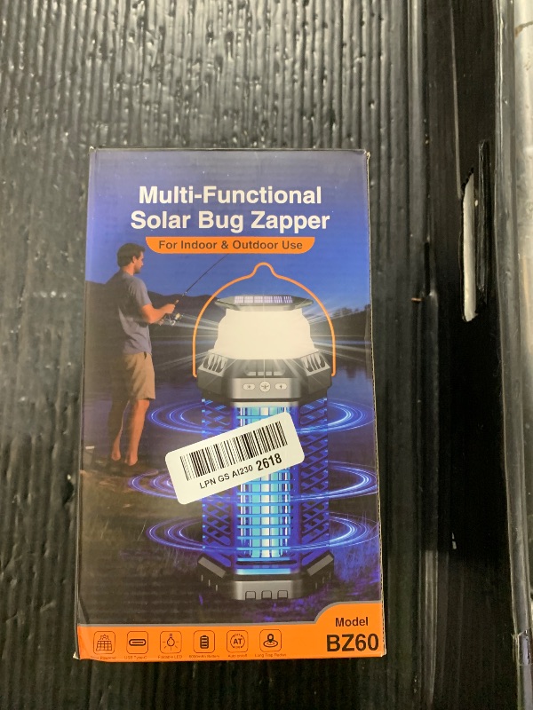 Photo 1 of GTERT Solar Bug Zapper Outdoor – Ultra-Strong Fly & Mosquito Zapper, Solar-Powered Rechargeable Bug Zapper, Portable Cordless Insect Zapper, Foldable Adjustable Light, IP66 Waterproof (Carbon Black)