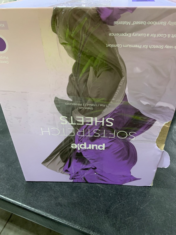 Photo 1 of Purple SoftStretch Sheets, California King, Rayon Blend, Moisture-Wicking, Deep Purple, Fits All Mattresses, Stretch for Adaptive Support