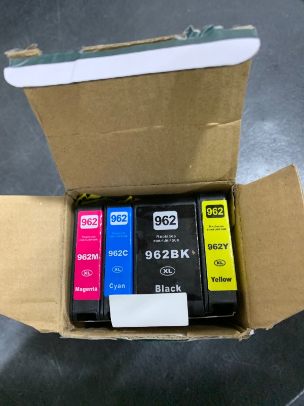Photo 1 of 962XL Ink Cartridges Replacement for HP 962 XL Combo Pack Work with 9012e 9010e 9012 9020e 9019 9015e 9010 9015 9025e 9020 9018e 9018 9025 Printers with V24.2.1 Chip 4 Packs-Cyan Magenta Yellow Black