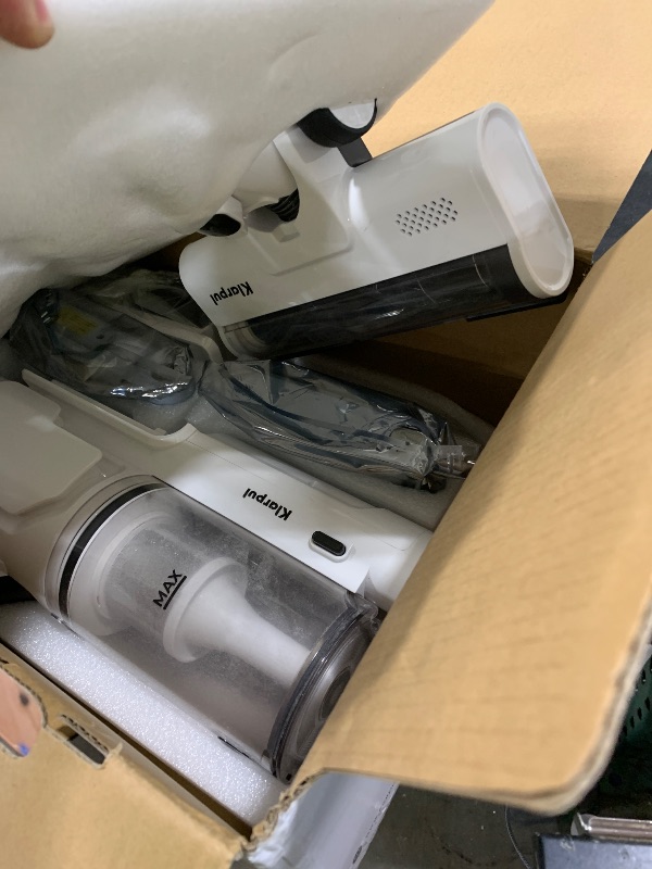 Photo 1 of Klarpul Cordless Vacuum Cleaner, 2 Batteries 140 Mins Runtime 600W 50Kpa Stick Vacuum Cordless, Self-Standing Vacuum Cleaners for Home with 2.5H Fast Charging, for Floor/Carpet/Pet Hair, White