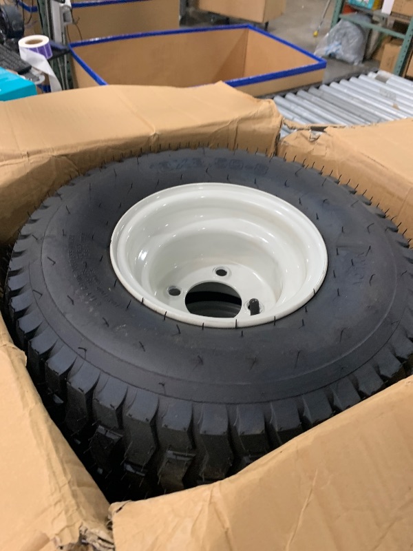 Photo 1 of (2-Pack) 18" Tubeless Tires On Rims - 18x8.5-8 Tire and Wheel Assemblies - 4-Lug 4" Center - 2.83" Center Bore - Load Range B Max Tire Weight of 815 Lbs - Compatible with Alumacraft Boat Trailers