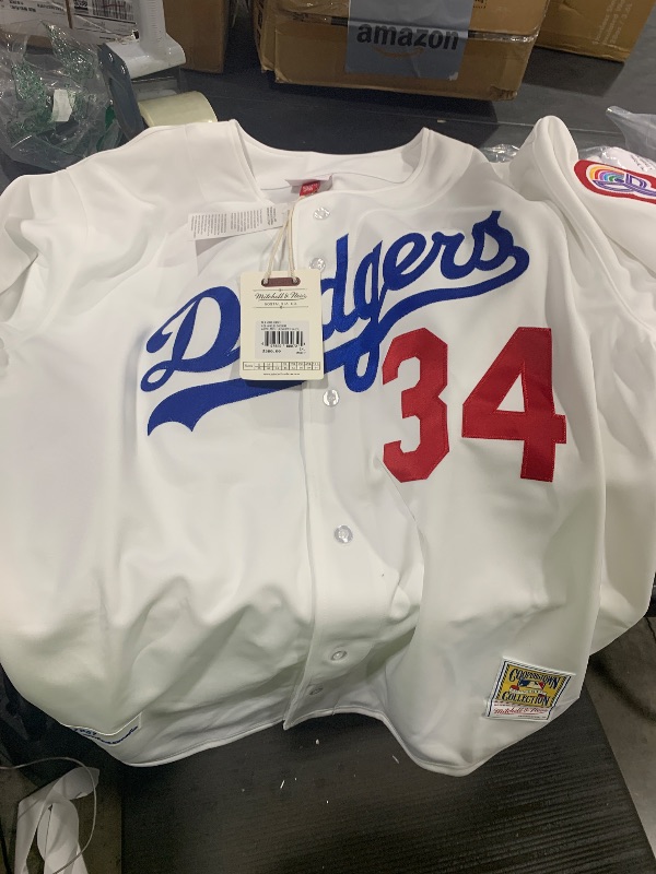 Photo 1 of Mitchell & Ness - Mens Los Angeles Dodgers MLB Home Jersey 1981 F Valenzuela, Color White, Size: XX-Large