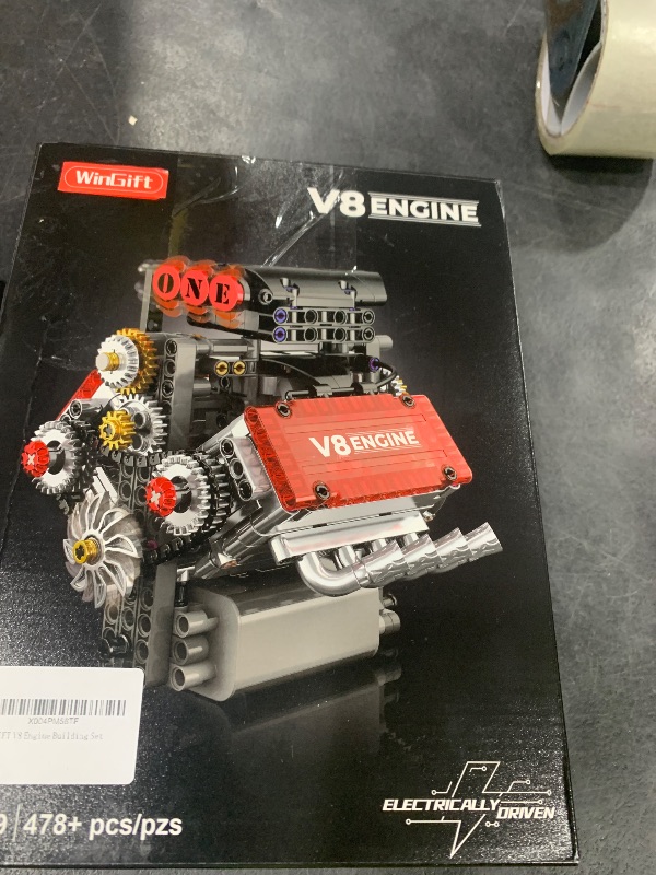 Photo 1 of WINGIFT V8 Engine Building Set,V8 Engine Model kit that Run,Build Your Own STEM Mini V8 Model Engine Kit with Battery and Motor,8-Cylinder Car Engine Building Engineering Toys for Kids Adults(478PCS)