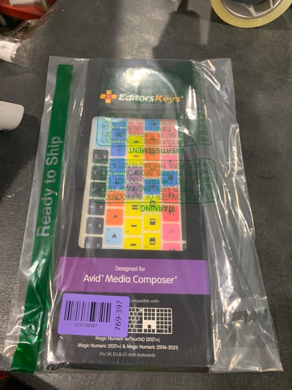 Photo 1 of Shortcut Keyboard Cover for Avid Media Composer - Compatible with Apple Magic Numeric Keyboard with TouchID and Magic Numeric - Editors Keys