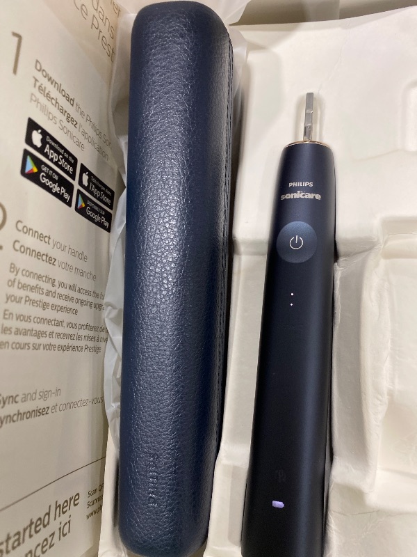 Photo 1 of Philips Sonicare DiamondClean 9900 Prestige Electric Toothbrush - with SenseIQ Technology and Advanced AI App, 5 Brushing Modes, 3 Intensity Levels, Charging Travel Case,Midnight Blue, Model BD9002AZ