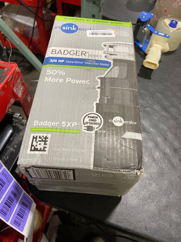 Photo 1 of InSinkErator Badger 5XP Garbage Disposal with Power Cord, Badger Series 3/4 HP Continuous Feed Food Waste Disposer