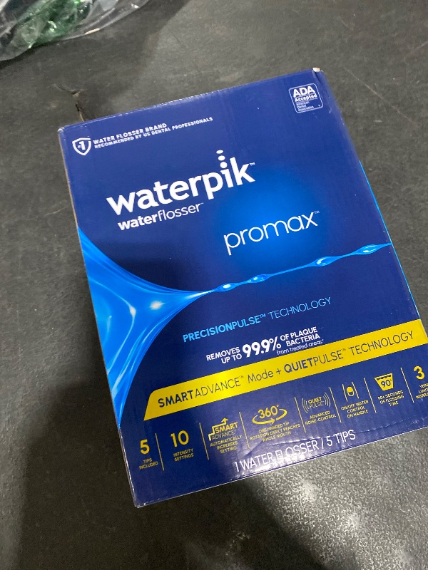 Photo 1 of Waterpik Promax Water Flosser with SmartAdvance Mode for Daily Gum Health and Cleaning Teeth, Braces, Implants, ADA Accepted, Small Quiet Design, Electric Flosser with 10 Settings, 5 Tips, WF-23