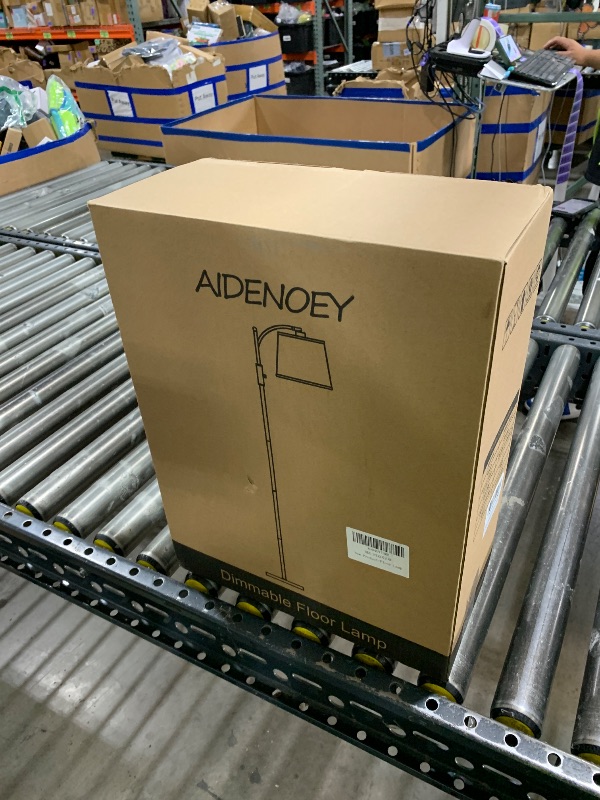 Photo 1 of AIDENOEY Fully Dimmable Floor Lamp for Living Room?Standing Lamp Rotary Switch with Linen Beige Shade?Golden Tall Lamps for Bedroom with Adjust Head?9W LED Bulb Included