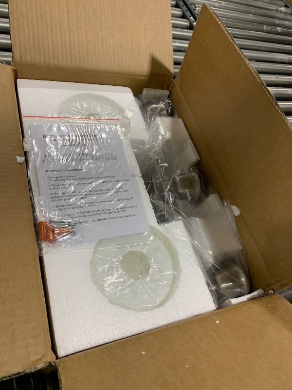 Photo 1 of FAISHILAN 4 Light Bathroom Light Fixtures, Anti-Rust Finish Brushed Nickel Vanity Lights for Bathroom with Milky White Frosted Glass Shade for Mirror Bedroom Living Room E26 Base