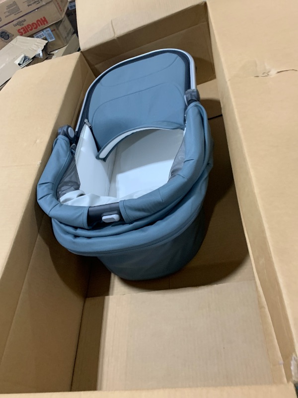Photo 1 of UPPAbaby Bassinet V3 - Compatible with Vista, Cruz, Ridge Strollers - Overnight Sleep Solution - Mattress, Sheet and Bug Shield Included - Callum (Stone Blue/Silver Frame)