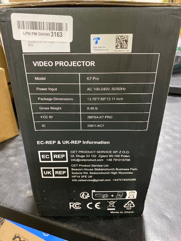 Photo 1 of HAPPRUN 3000 ANSI Lumens Outdoor Projector with Official Google TV, 4K Supported Smart Movie Projector, Dolby Audio, Auto Focus & Keystone, WiFi 6 and Bluetooth for Indoor & Outdoor Movies,Black