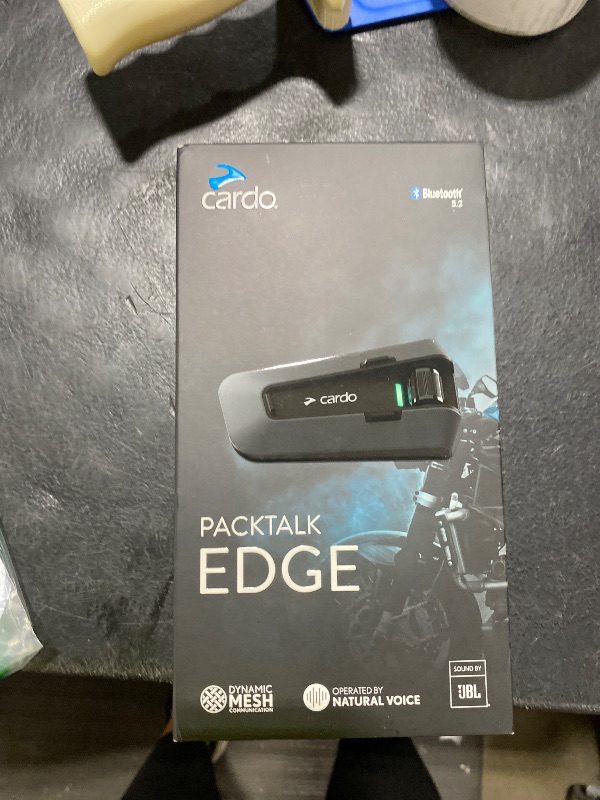 Photo 1 of Cardo PACKTALK Edge Motorcycle Bluetooth Communication System Headset Intercom - Single Pack