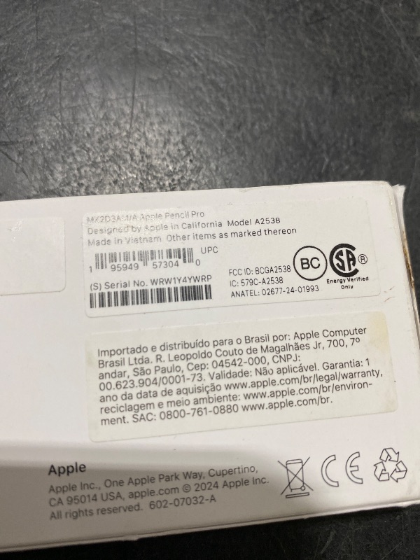 Photo 1 of Apple Pencil Pro: Latest Model - Device Compatibility Check Required - Pixel-Perfect Precision, Tilt and Pressure Sensitivity, Perfect for Note-Taking, Drawing, and Art. Charges and Pairs Magnetically