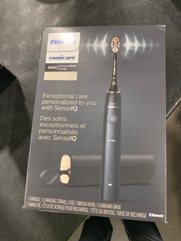 Photo 1 of Philips Sonicare DiamondClean 9900 Prestige Electric Toothbrush - with SenseIQ Technology and Advanced AI App, 5 Brushing Modes, 3 Intensity Levels, Charging Travel Case,Midnight Blue, Model HX9990/12