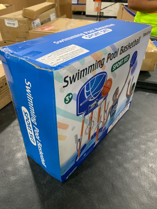 Photo 1 of Pool Basketball Hoop with Backboard, Floating Pool Toys for 3-12 Years Old Kids Ring Game with 4 Balls 8 Rings & Pump Outdoor Swimming Pool Basketball Games Water Play Toy Family Party for Kids Adults