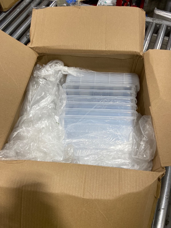 Photo 1 of WYT 6-Pack Clear 7 Quart Storage Latch Box/Bins, Plastic Stackable Latching Box with Brown Handle and Lid, Multi-Purpose, 7 Litre