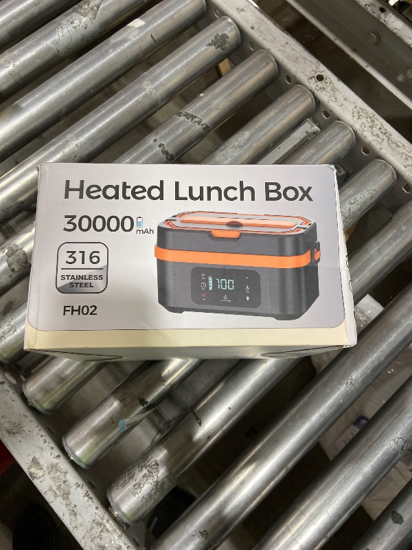 Photo 1 of RONROX Cordless Heated Lunch Box, Electric Lunch Box for Adults, Portable Food Warmer with 30000mAh Battery Powered, 100W Fast Heating, Smart Timer, 6 Cup Capacity for Work Car Camping, Black/Orange