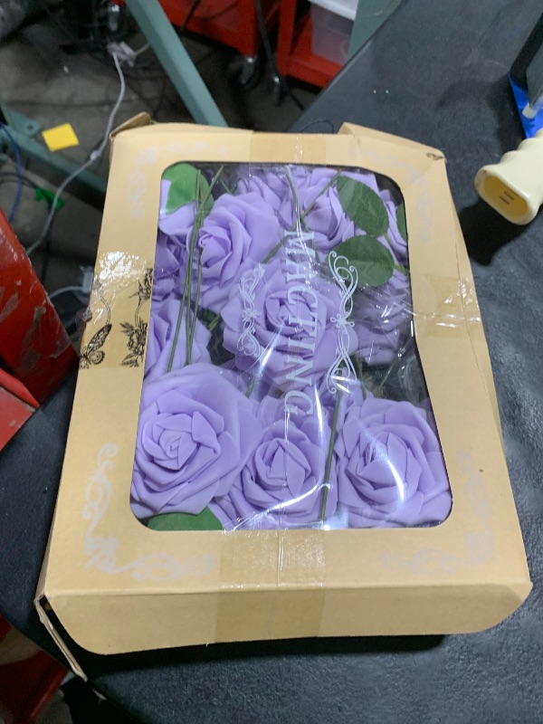Photo 1 of MACTING Artificial Lavender Flowers 30PCS Real Touch Fake Flowers with Stem Soft Foam Roses DIY Wedding Bouquet Boutonniere Table Centerpieces Party Summer Home Decorations