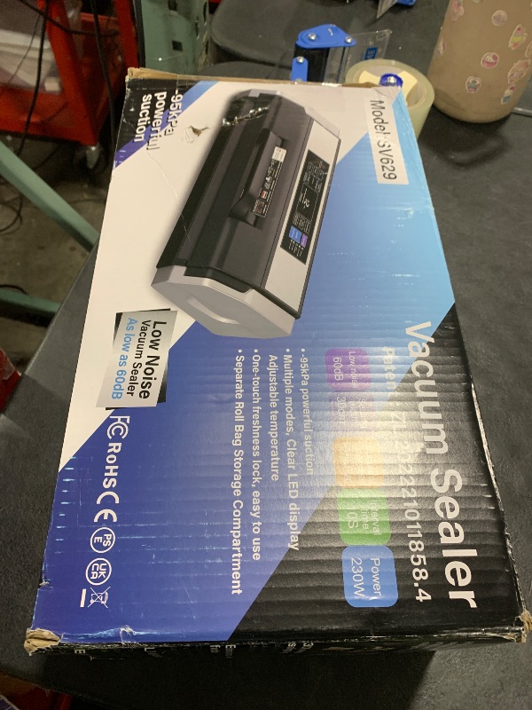 Photo 1 of 95KPa Vacuum Sealer Machine- Fully Automatic Commercial Food Sealer with 10-in-1 System, Double Heat Seal, Easy-Lock Handle & Built-in Cutter, Includes 1 Roll + 15 Bags (Black Silver)