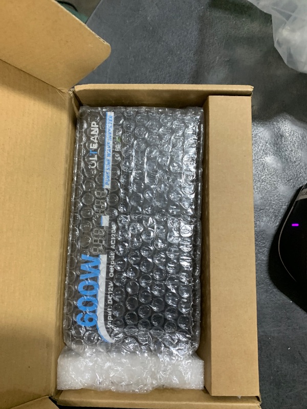 Photo 1 of OLTEANP 600W Power Inverter Pure Sine Wave Inverter 12V DC to 120V AC Converter for Car, Truck, Home, Vehicles, Laptop, Car Inverter 12V to 110V with 2 AC Outlets, 2 USB Ports, LCD Display