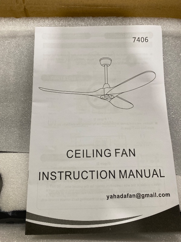 Photo 1 of 52 Inch Ceiling Fans Without Lights, Indoor/Outdoor Ceiling Fan No Light, 3 Solid Wood Blades, 3 Downrods, Timer, Quiet DC Motor, 6 Speeds Modern Fans with Remote for Patios Bedroom, Dark Walnut