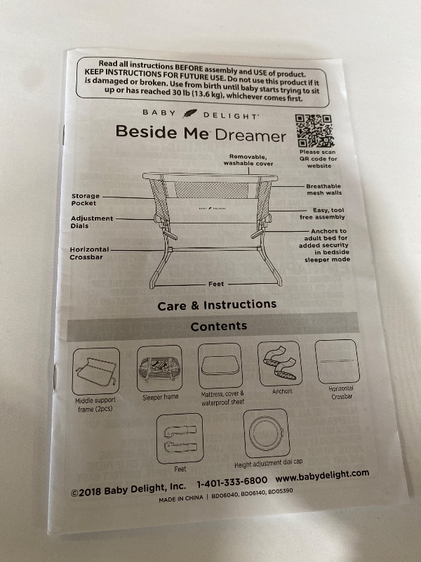 Photo 1 of Baby Delight Beside Me Dreamer Bassinet | Bedside Sleeper | 6-Position Height Adjustment | Charcoal Tweed