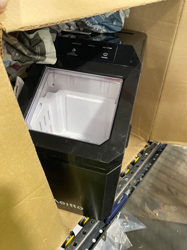 Photo 1 of Aeitto Nugget Ice Maker Countertop, 55lbs/24H Ice Machine with 3.6L Water Tank&3.2Lbs Ice Basket, Self-Cleaning Pebble Ice Maker with Stainless Steel Housing for Home Office and Party, Black