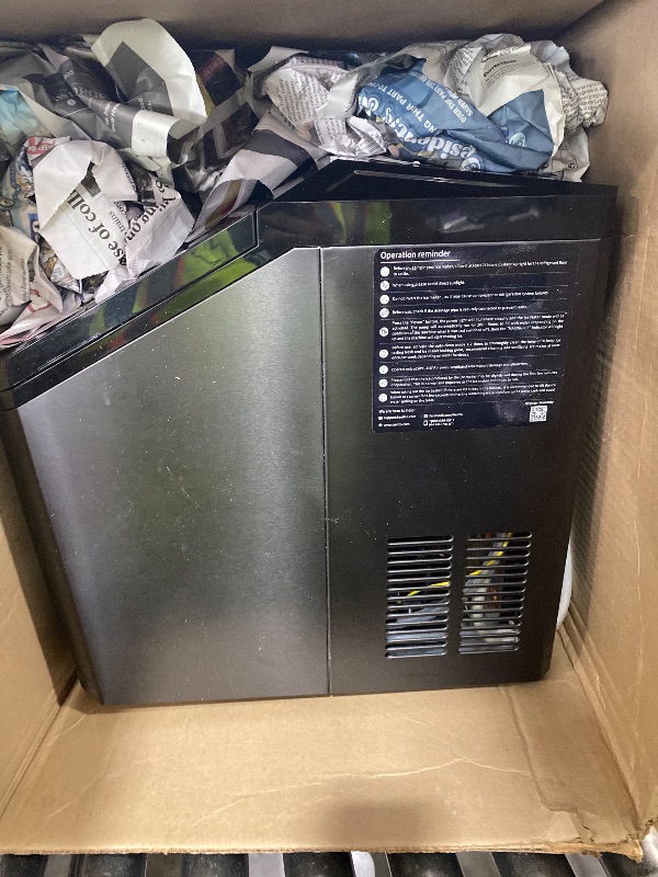 Photo 1 of Aeitto Nugget Ice Maker Countertop, 55lbs/24H Ice Machine with 3.6L Water Tank&3.2Lbs Ice Basket, Self-Cleaning Pebble Ice Maker with Stainless Steel Housing for Home Office and Party, Black