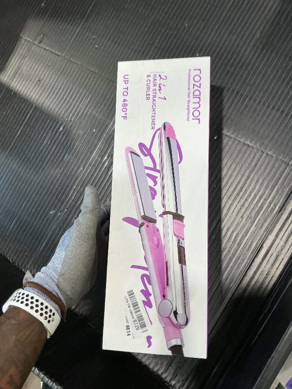 Photo 1 of [ PLATES HAVE A SMALL GAP IN BETWEEN THEM] Rozamor 2-in-1 Titanium Ionic Flat Iron,Professional Hair Straightener & Curler, Fast Heating, Dual Voltage, Purple, for All Hair Types