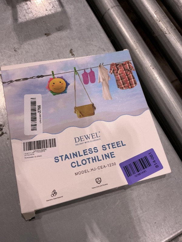 Photo 1 of 10.8FT/3.3M Stainless Steel Clothes Lines for Hanging Clothes Outside - DEWEL Clothesline Heavy Duty for Wire Curtain Hanging - Windproof Anti-sag Multipurpose Outdoor Clothesline