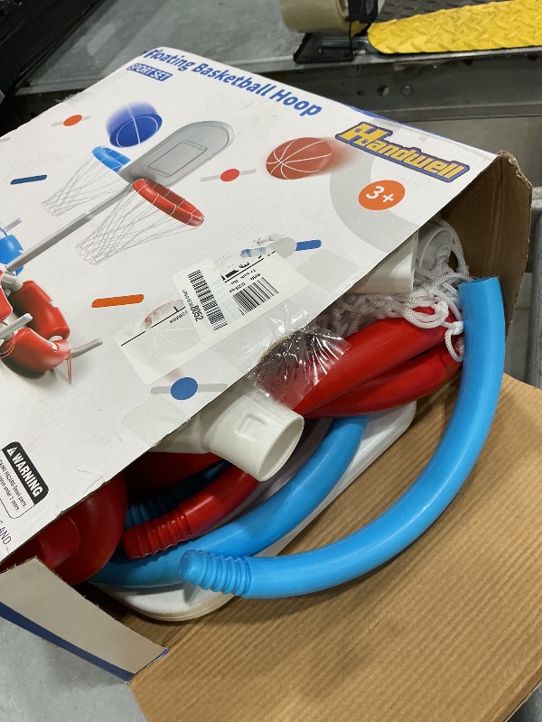 Photo 1 of ** MISSING SOME PARTS** Double Pool Basketball Hoop with Backboard &Ring Toss Game, 2-in-1 Floating Pool Toy with 4 Balls 8 Rings&Pump,2 Player Games Summer Activities for Kids 5-8 8-12& Adult,Outdoor Swimming Party Gifts