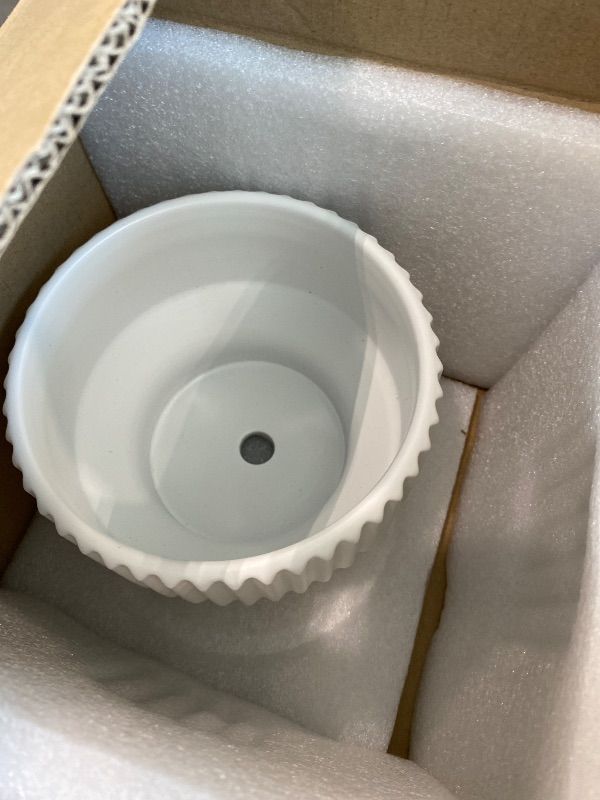 View 3 of [MISSING BIGGER BOWL] Puoyik 2 Piece Ceramic Flower Pots, 8/6 Inch, White