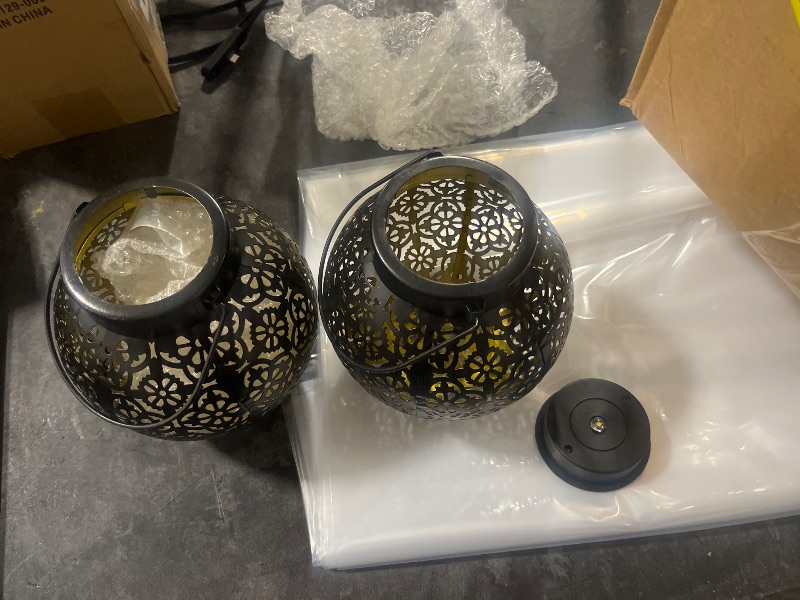 Photo 1 of **See Clerk Notes**CRUGLA 2 Pack Solar Hanging Lanterns, Black Metal
