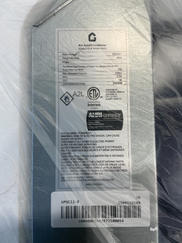 Photo 1 of ***Parts only*** Garvee 12000 BTU Ceiling Cassette Mini Split AC, 8-way 360° Airflow, Remote Controller, Ductless Cooling&Heating Ceiling Air Conditioner, 208/230V, 25ft Kit