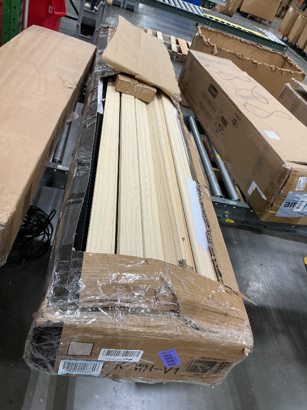Photo 1 of [Screws are missing. Bed frame is damaged] Ball & Cast King Bed Frame with Storage Headboard & Built in Charging Station,Farmhouse Platform Bed Frame Queen Size with Wood Slats Support,No Noise,No Box Spring Needed, White