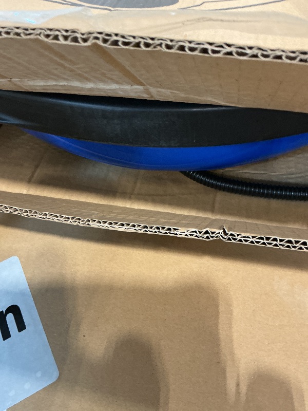 Photo 1 of [Hole in Rubber] ZELUS 25in. Balance Ball | 600lb Inflatable Half Exercise Ball Wobble Board Balance Trainer w Nonslip Base | Half Yoga Ball Strength Training Equipment w 2 Bands, Pump, Extra Ball Included (Blue)